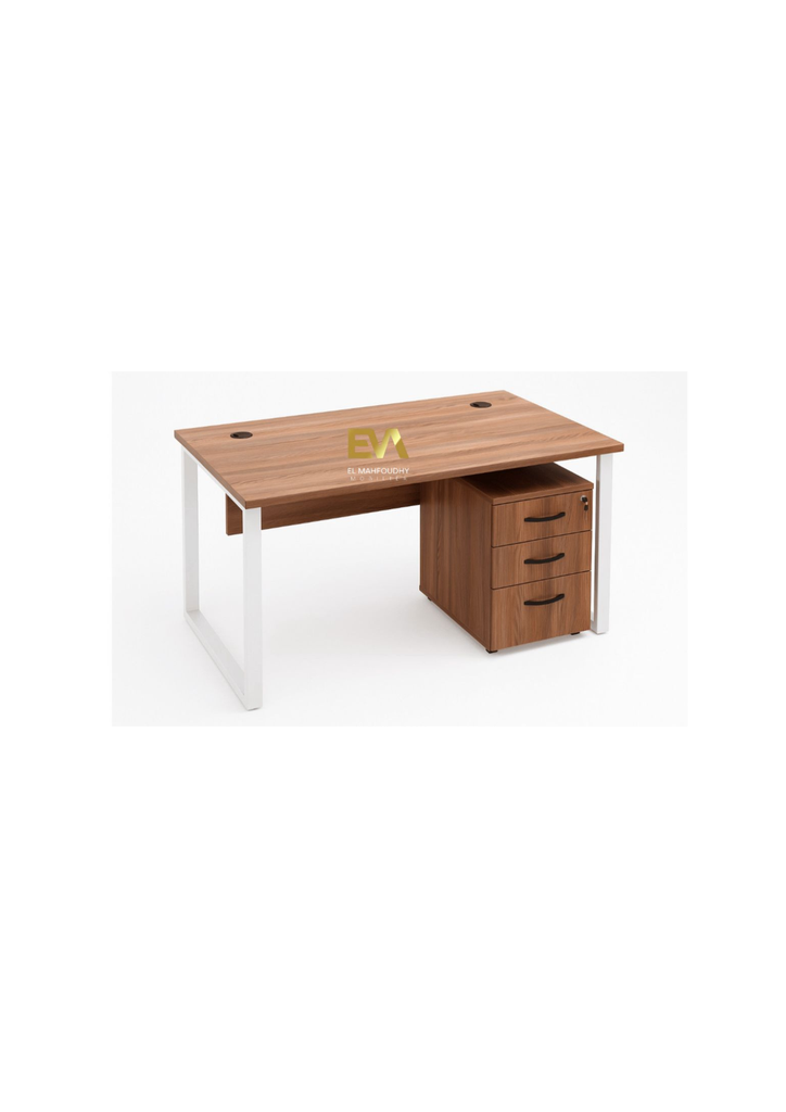 Bureau semi métallique avec Caisson Réf.B0304 (L160*P80*H75 CM)