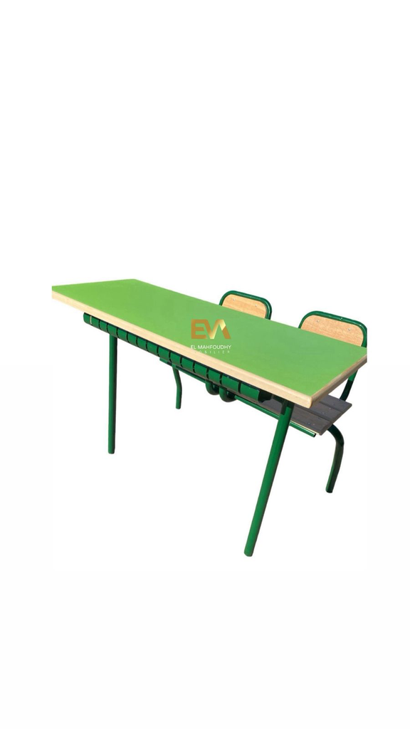 Pupitre scolaire biplace avec casier Réf. P011 (80*35*64)