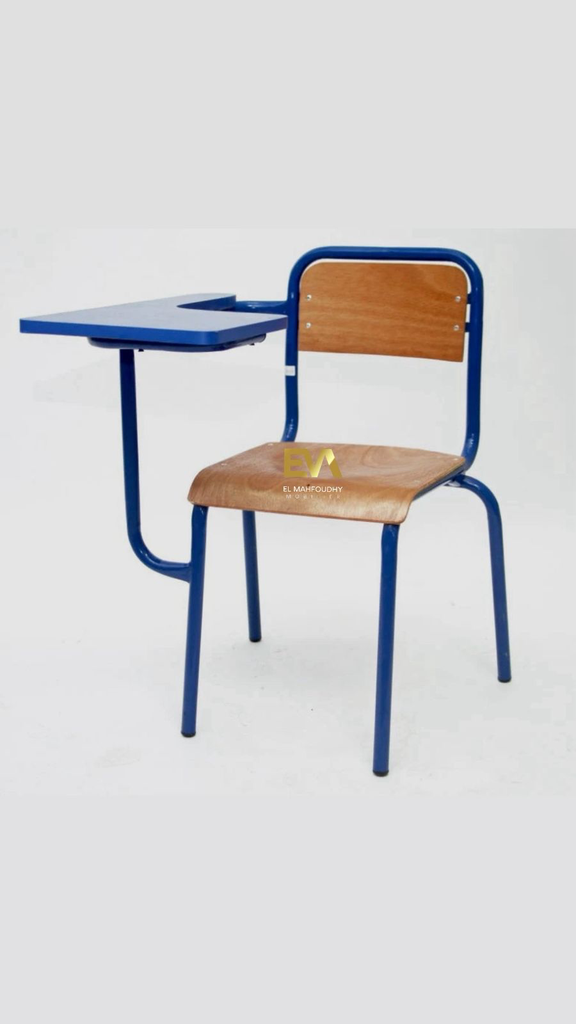Chaise semi métallique dossier carré avec écritoire Fixe en Bois Réf; C025