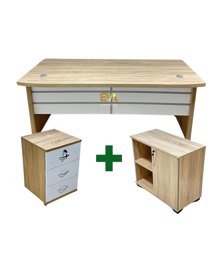 Bureau EVA simple AVEC RETOUR ET CAISSON MOBILE Réf.B130 (L160*P80*H75 CM)